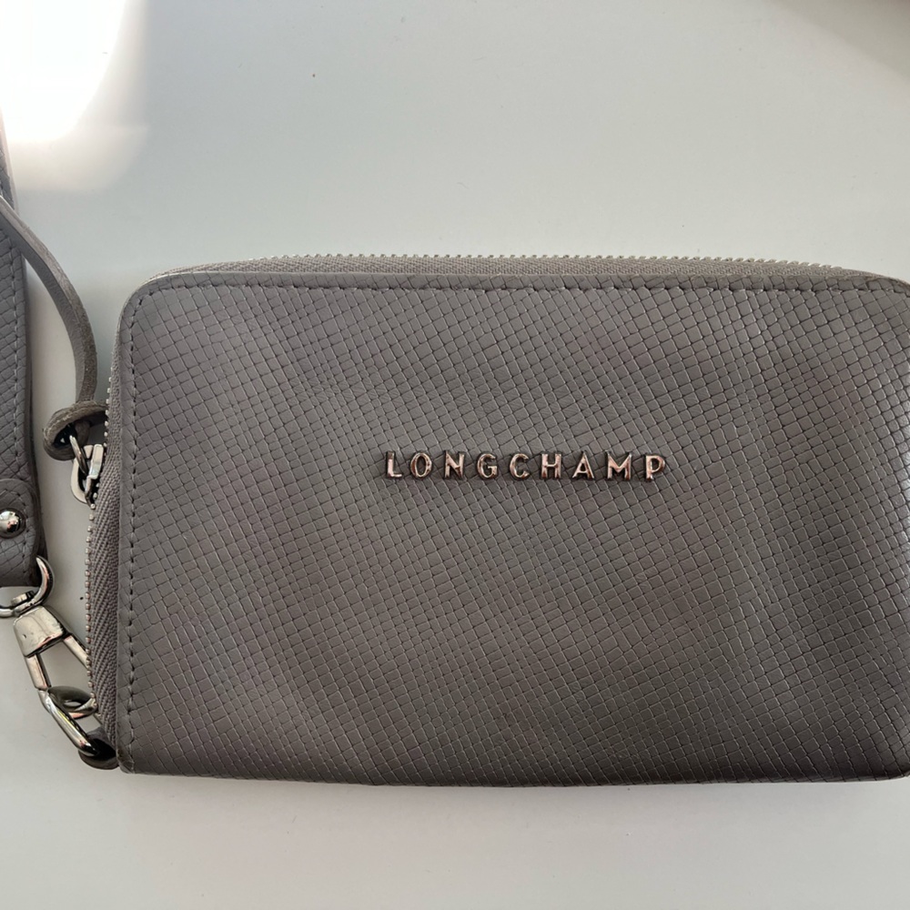 Gray Textured real Longchamp Wallet